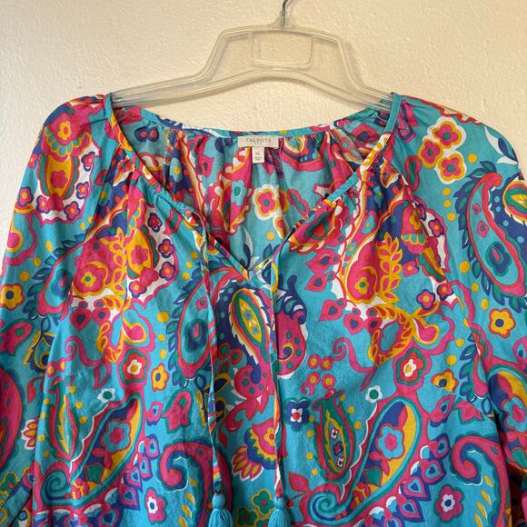 Talbots Multicolor abstract print babydoll blouse size XL - Picture 3 of 10